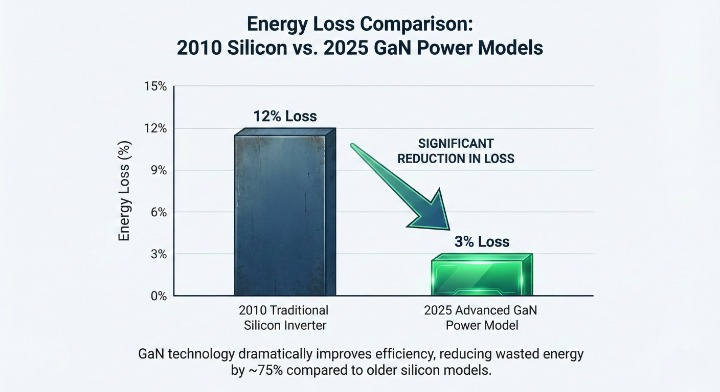 comparación-de-pérdida-de-energía-del-inversor-2010-silicon-vs-2025-gan