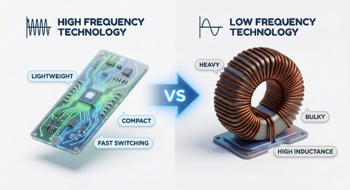 PCB de alta frecuencia versus transformador toroidal de baja frecuencia